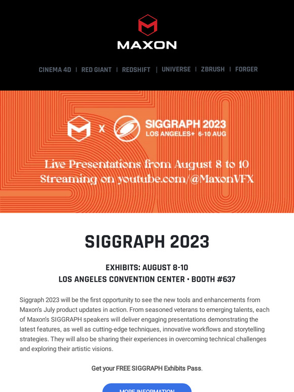 Maxon Siggraph 2023 is Next Week! Milled