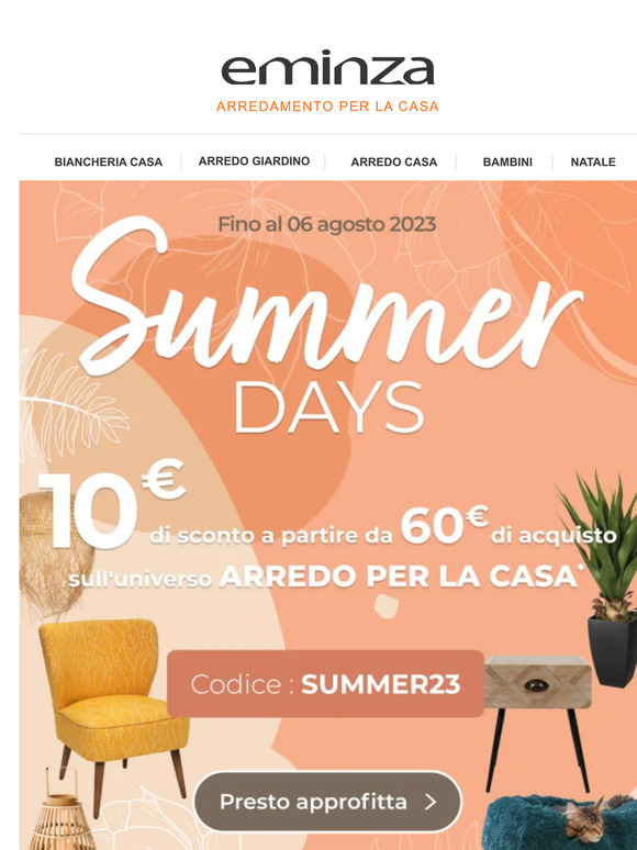 🌟 Summer Days : 10 € di sconto sull' arredo della casa