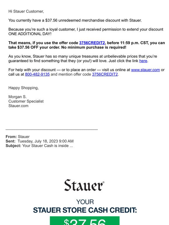[EXTENDED] Your $37.56 Stauer Cash is Good on Any Purchase!