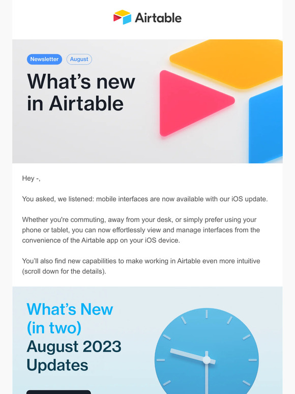 Airtable New this month Use interfaces on mobile Milled