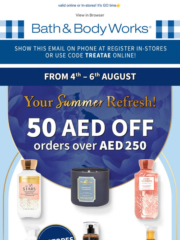 Bath & Body Works UAE 3 DAYS ONLY! Extra 50AED off!😱 Milled