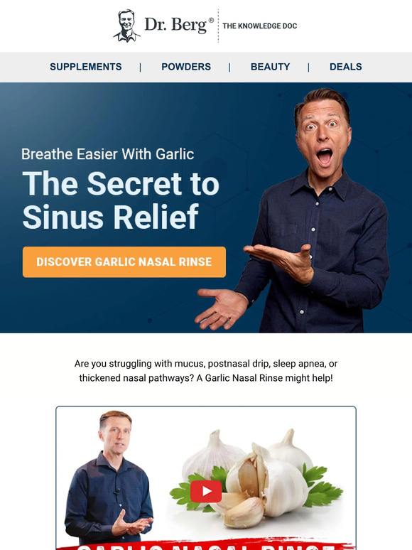 Dr Berg Learn How to Do a Garlic Nasal Rinse with Dr. Berg! 👃🧄 Milled