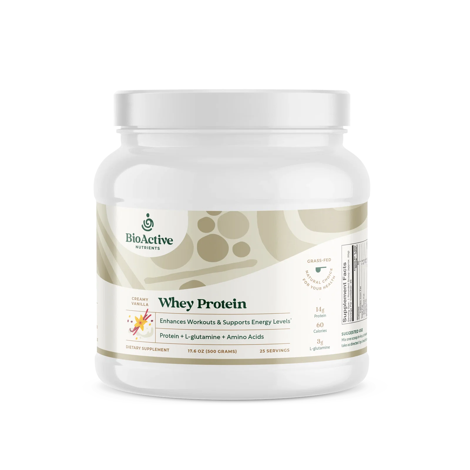 Image of Grass-Fed Whey Protein Vanilla Flavor 500g by BioActive Nutrients