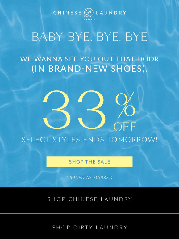33% off select styles ends tomorrow, don’t miss out!