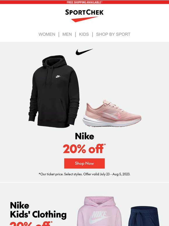 Last Day To Save 20% Off Nike!
