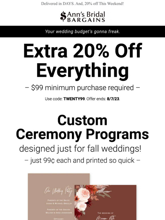 🍁 Fall-Themed Ceremony Programs