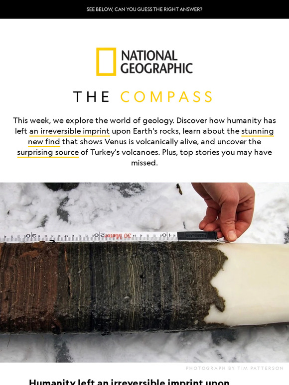 The Compass: Humanity's irreversible imprint, a stunning new find on Venus, and the surprising source for Turkey's volcanoes.