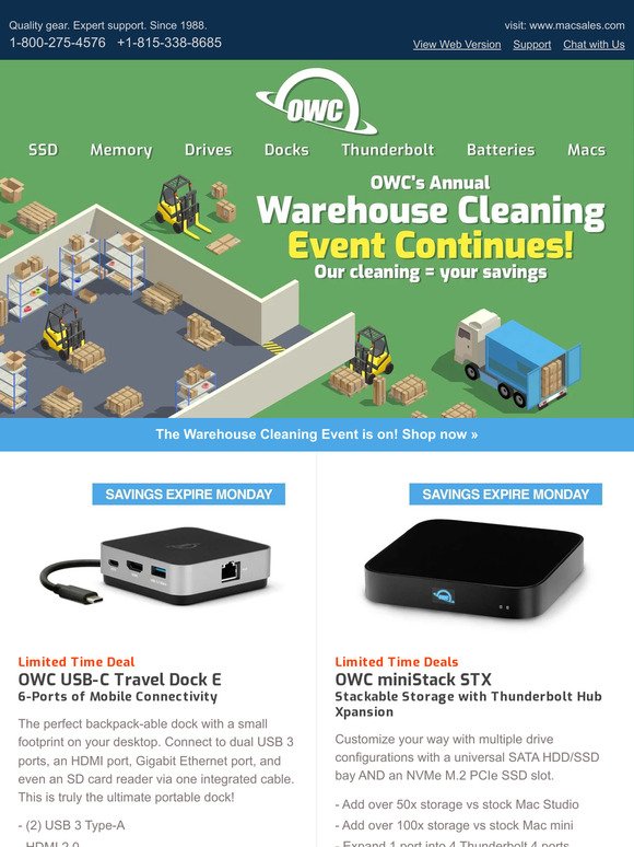 🚚 OWC's Warehouse Cleaning Event Continues ��️Popular deals going fast!