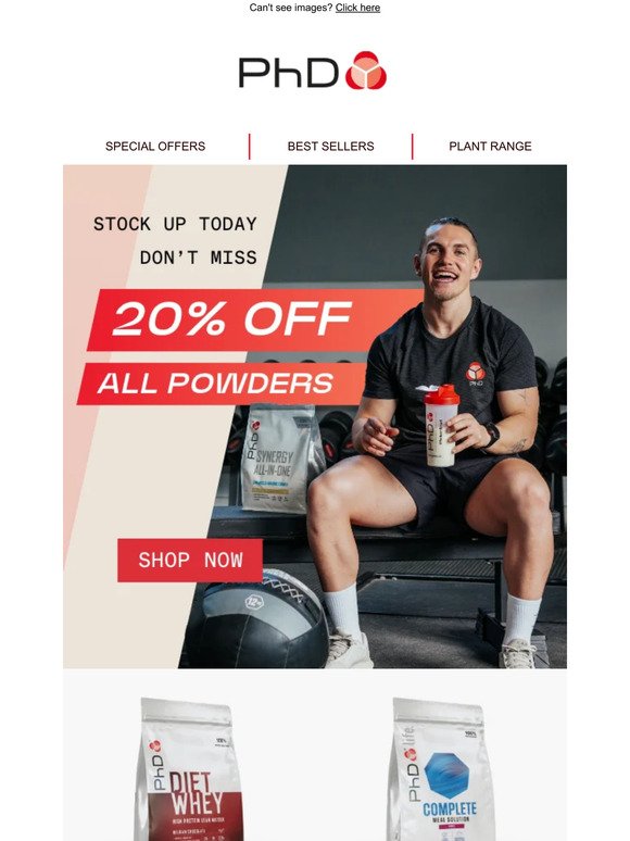 20% OFF All Powders | Take your workouts to the next level