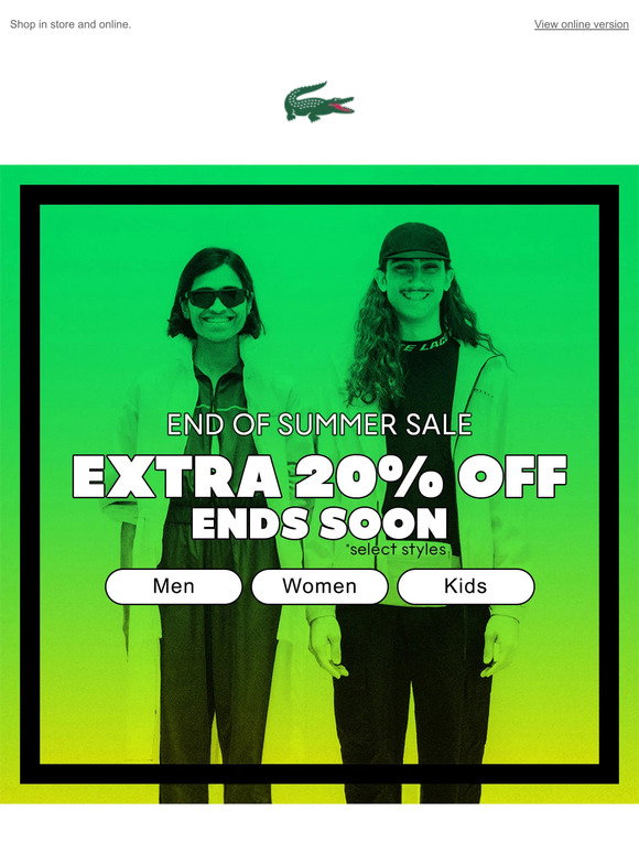 Lacoste Email Newsletters: Shop Sales, and