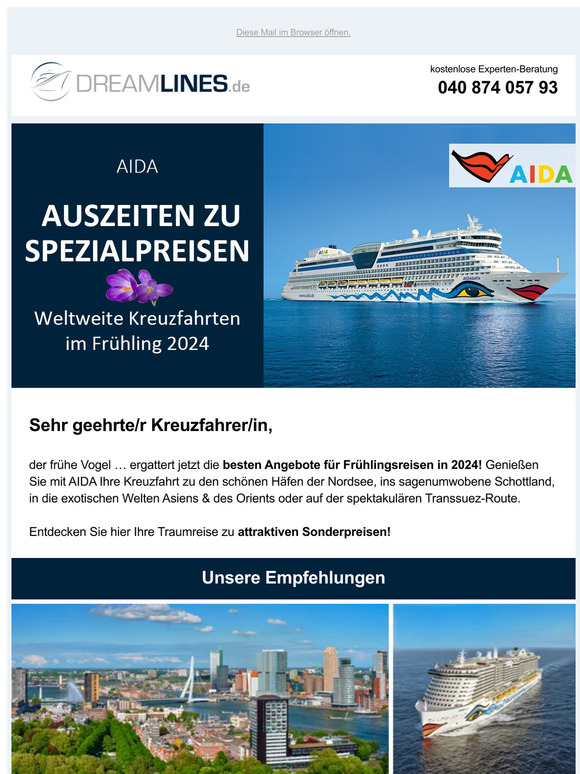 Dreamlines NL Weltweite Traumreisen mit AIDA im Frühling 2024 Milled