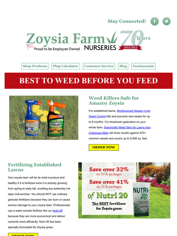 Zoysia Farm Nurseries Best Weed Killers + Fertilizer for Zoysia Lawns