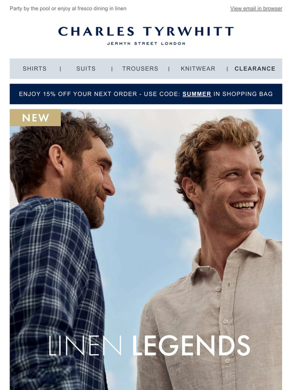 Charles Tyrwhitt LLP (UK) Email Newsletters: Shop Sales, Discounts, and  Coupon Codes