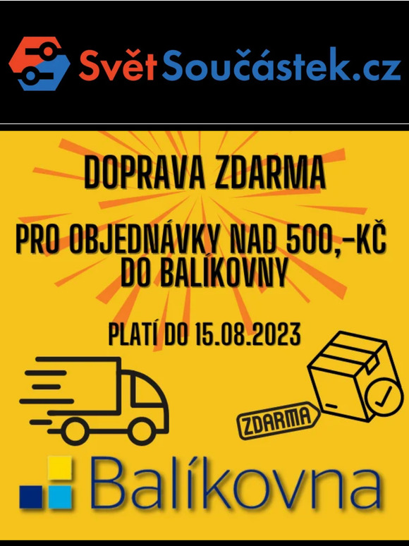 Doprava ZDARMA do Balíkovny nad 500 Kč! 🚚