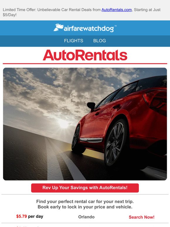 From $5/Day!  Rev Up Your Savings!  Unleash Unbeatable End-of-Summer Car Rental Deals!