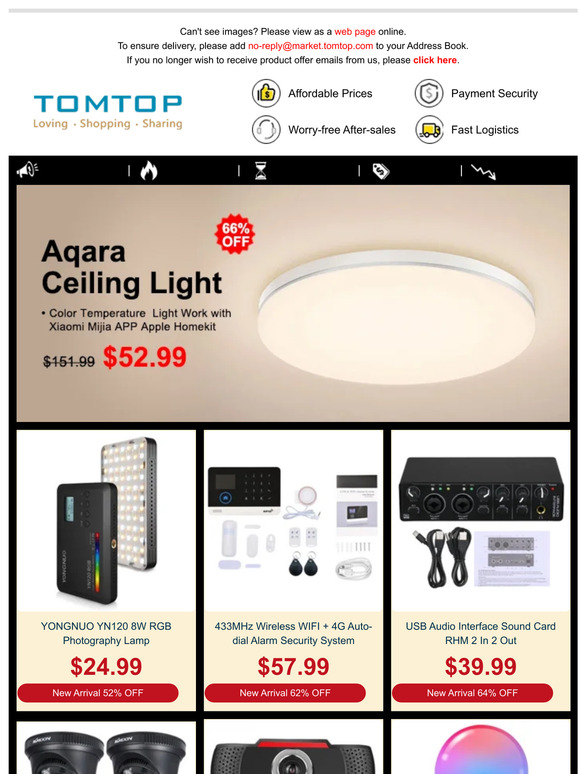 HEY! Check Today's Specials:  Lenovo Earphone $14.99, Washing Machine $39.99, Aqara Ceiling Light $52.99