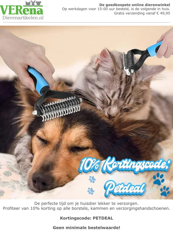 🐶🐱 wij geven 10% korting op borstels en kammen!