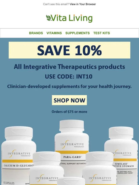 10% Off Integrative Therapeutics Supplements ....Limited Time Only!