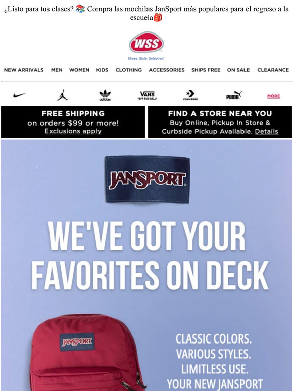 Shop WSS Ready for class? 📚 Shop popular JanSport backpacks for back