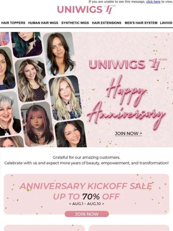 UniWigs: Act Fast: Anniversary Kickoff Sale Expires in 3 Days! | Milled
