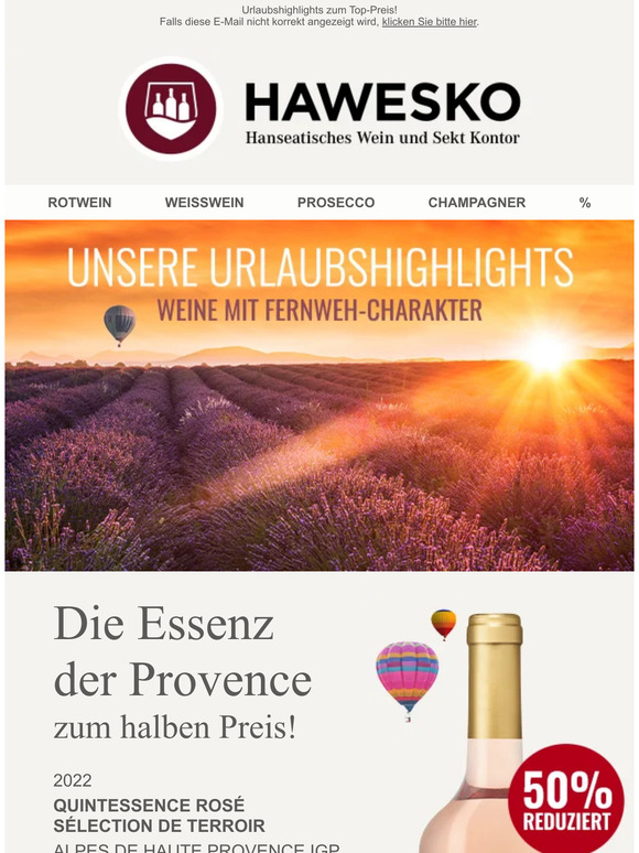 Sehnsuchtsweine bis zu 50% reduziert