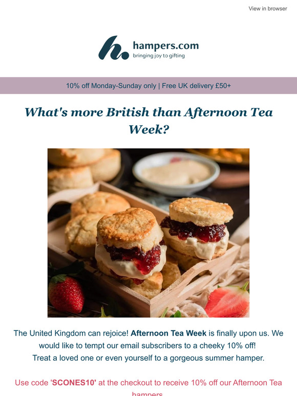 10% off Afternoon Tea hampers! 🍰