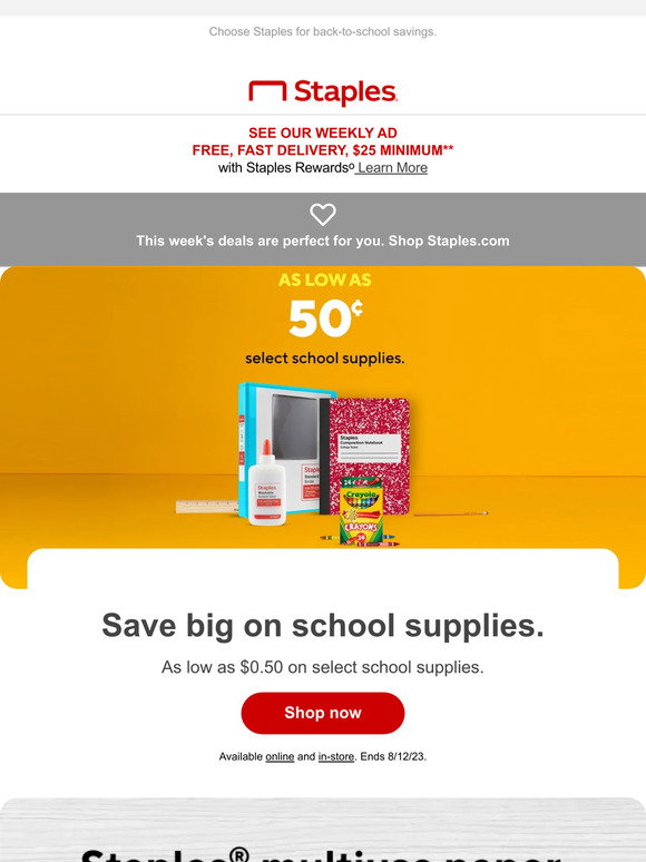 Staples You're all set to cross out your backtoschool list at