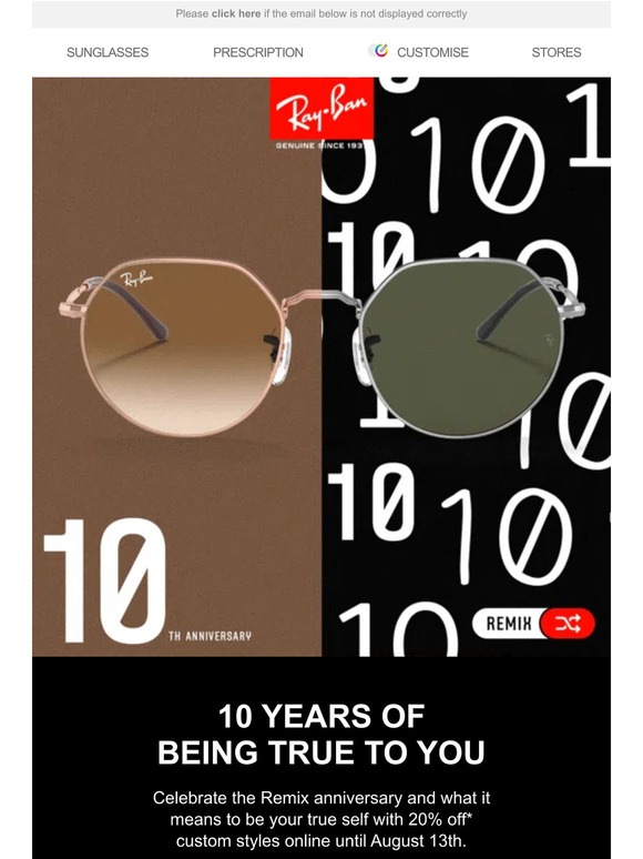20% off custom online: our anniversary, your gift