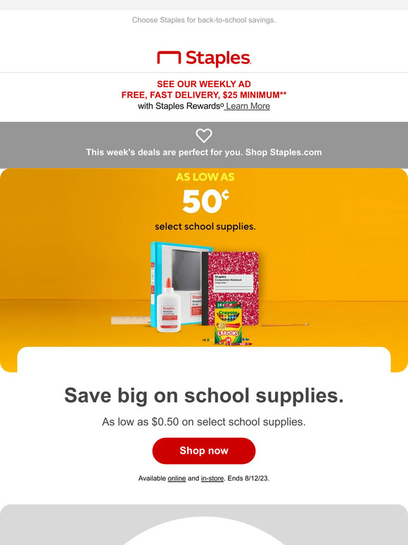 Staples You're all set to cross out your backtoschool list at