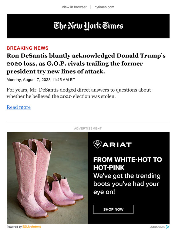 The New York Times Breaking News DeSantis bluntly acknowledges Trump