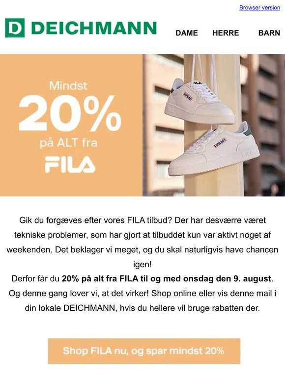 Deichmann DK: 20% FILA - SIDSTE | Milled