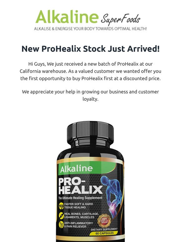 New ProHealix Stock Just Arrived!