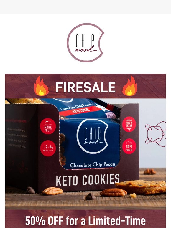 🔥 FIRESALE 🔥 50% off Chocolate Chip Pecan Keto Cookies 🍪