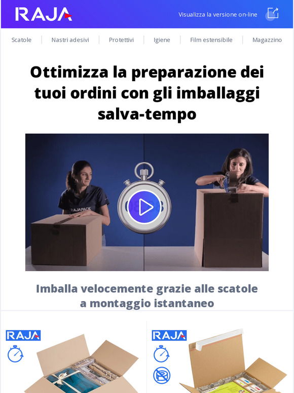 Scatola cartone un'onda automontante per spedizione e reso - RAJA