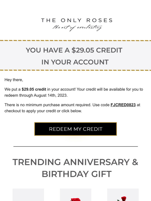 Re: Your $29.05 credit 💰
