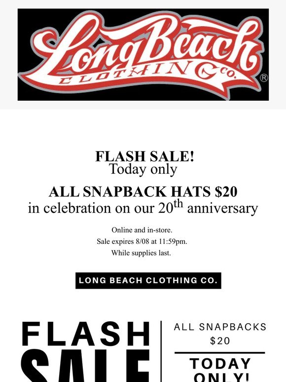 FLASH SALE! All Snapback Hats $20.