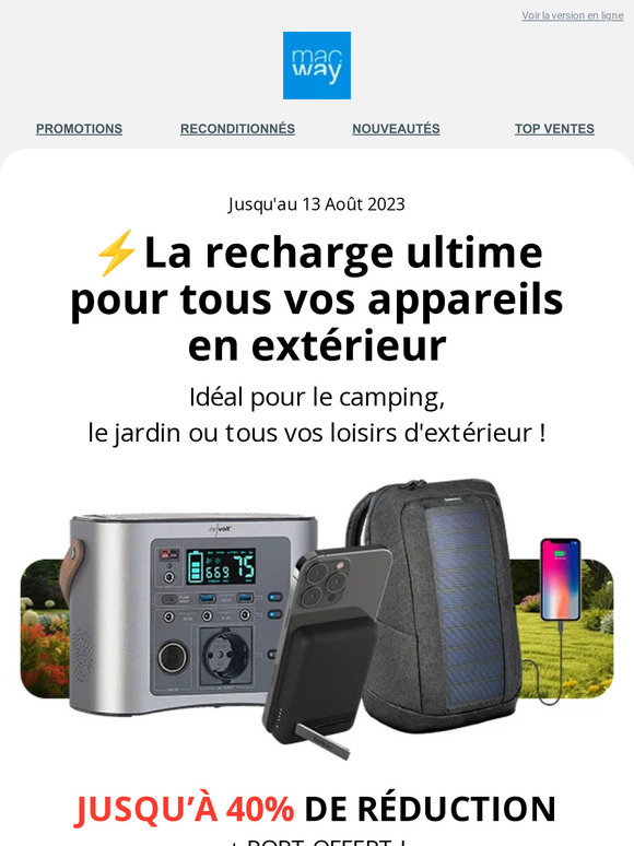 ⚡️ La recharge ultime pour tous vos appareils en extérieur