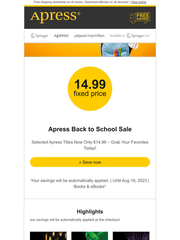 Get your favourite Apress titles for 14.99