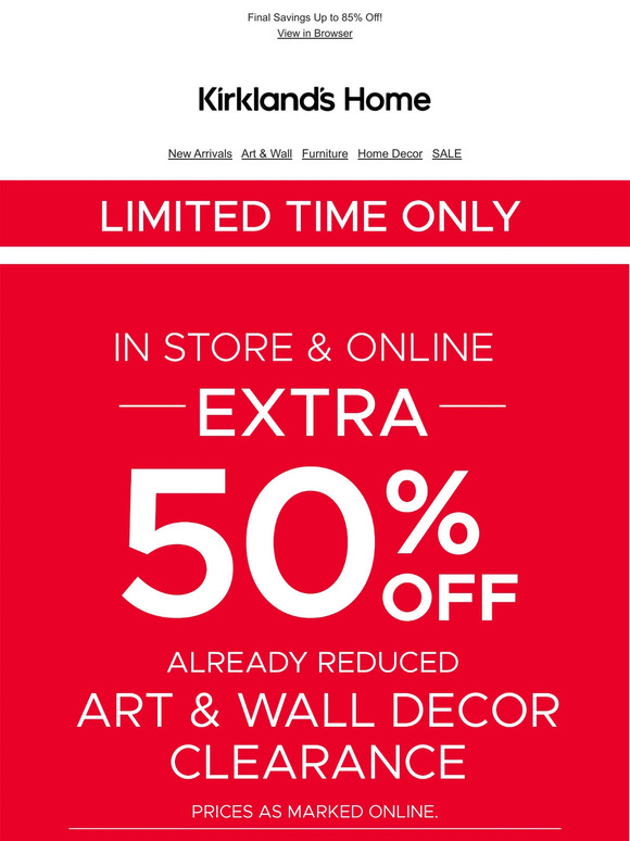 Kirkland's Home Limited ⌚ ONLY Extra 50 Off Already Reduced Art
