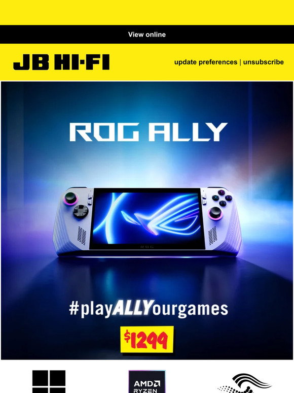 JB Hi-Fi: ASUS ROG Ally Handheld Gaming Console - available now! | Milled