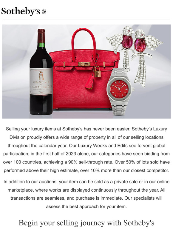 Sotheby's Sell your Luxury items with Sotheby's Milled
