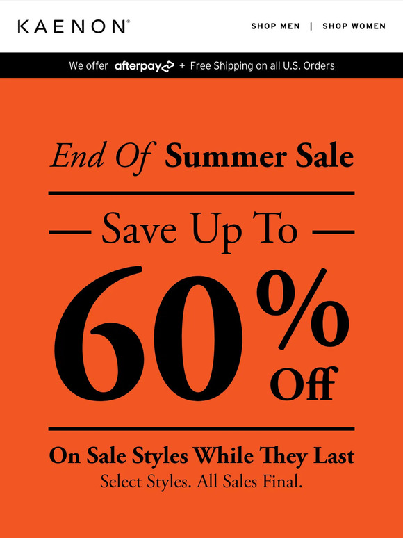 End Of Summer Sale Starts Now