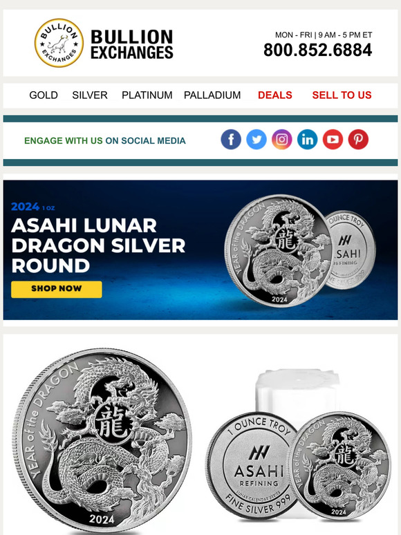 🚨NEW Asahi Lunar Year Dragon Rounds! Shop Low Premium Silver & Gold Bullion!🚨