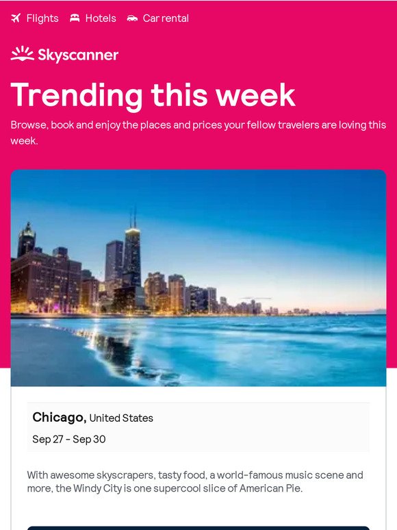 Trending now: Chicago from $137 ✈️