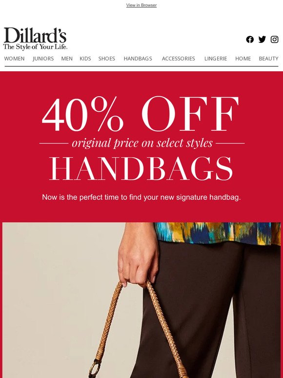 40% Off Select Ladies' Handbags