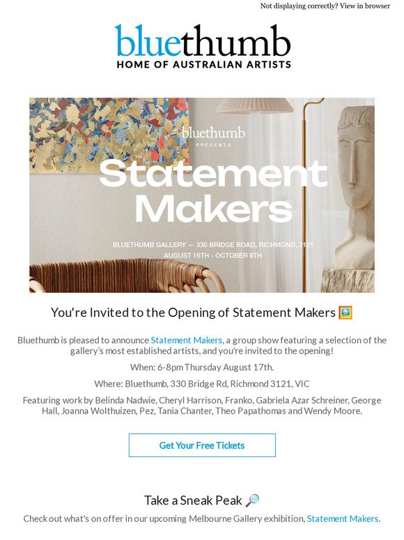 You're invited to the opening of Statement Makers 🖼️