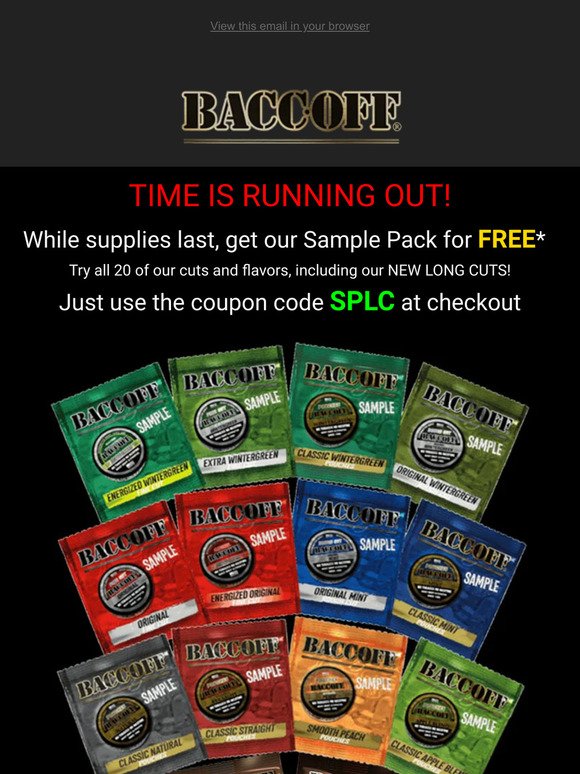 Time is running out to get Free Sample Packs