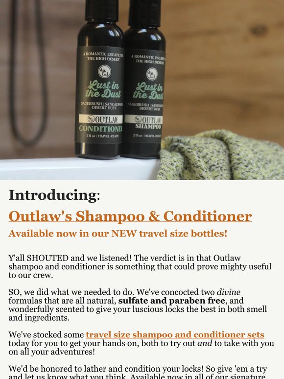 Outlaw's Shampoo and Conditioner is HERE!