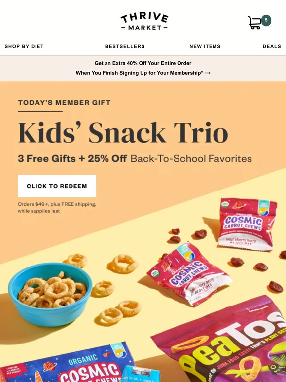 3 FREE snacks + extra 25% off back to busy picks 🥕