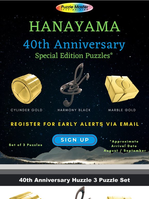 —, Sign Up Now for Hanayama 40th Anniversary Puzzles